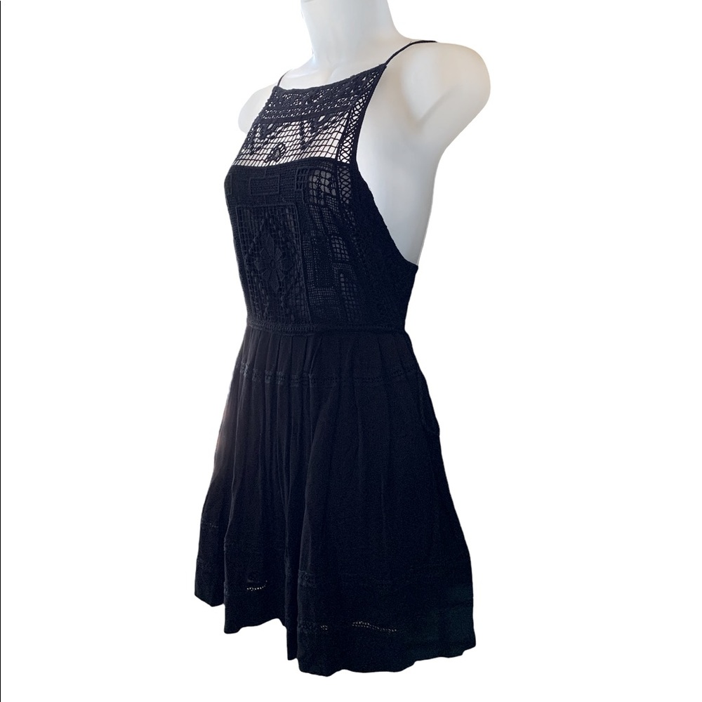 Free People Black Fit And Flare Mesh Top And Back Party Dress Size S